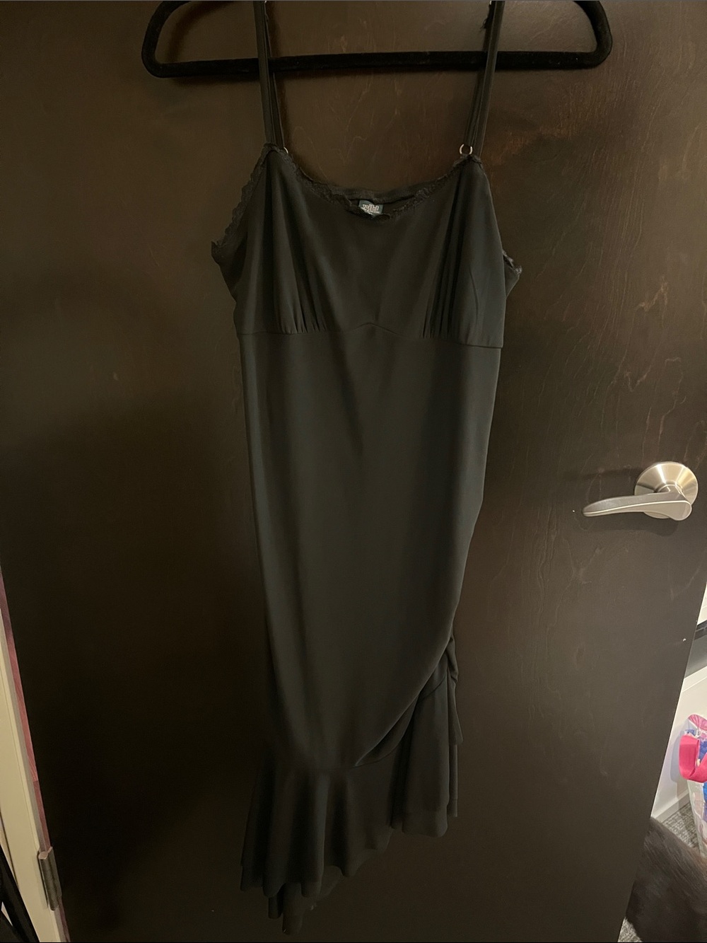 wild fable Black Maxi Slip Dress with Ruffle Hem